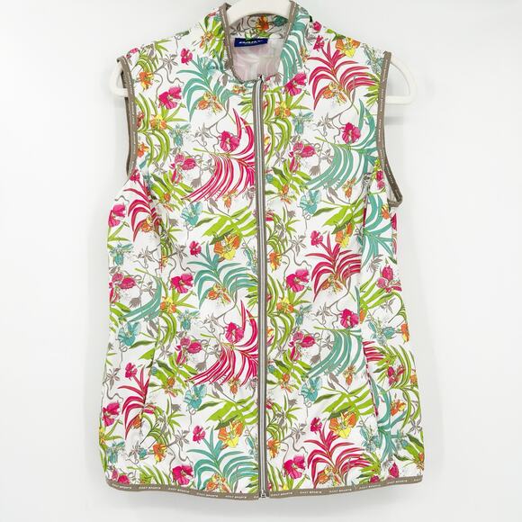Daily Sports Womens Outdoor Tropical Lightweight Full Zip Floral Golf Vest Large - Picture 1 of 6